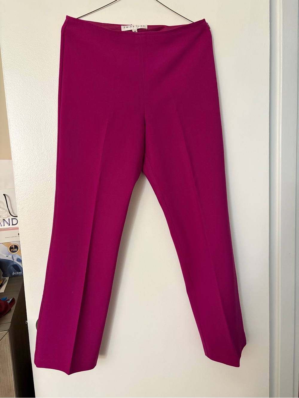 Trina Turk Magenta Cropped Straight-Leg Pants